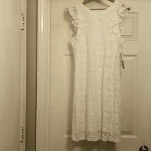 White Flower Lace Sleeveless Dress